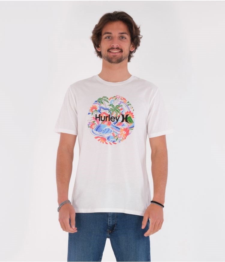 Hurley T-shirt Corta Sleeve Evd Wash Paradise Trip Blancos | GZSFKT-026