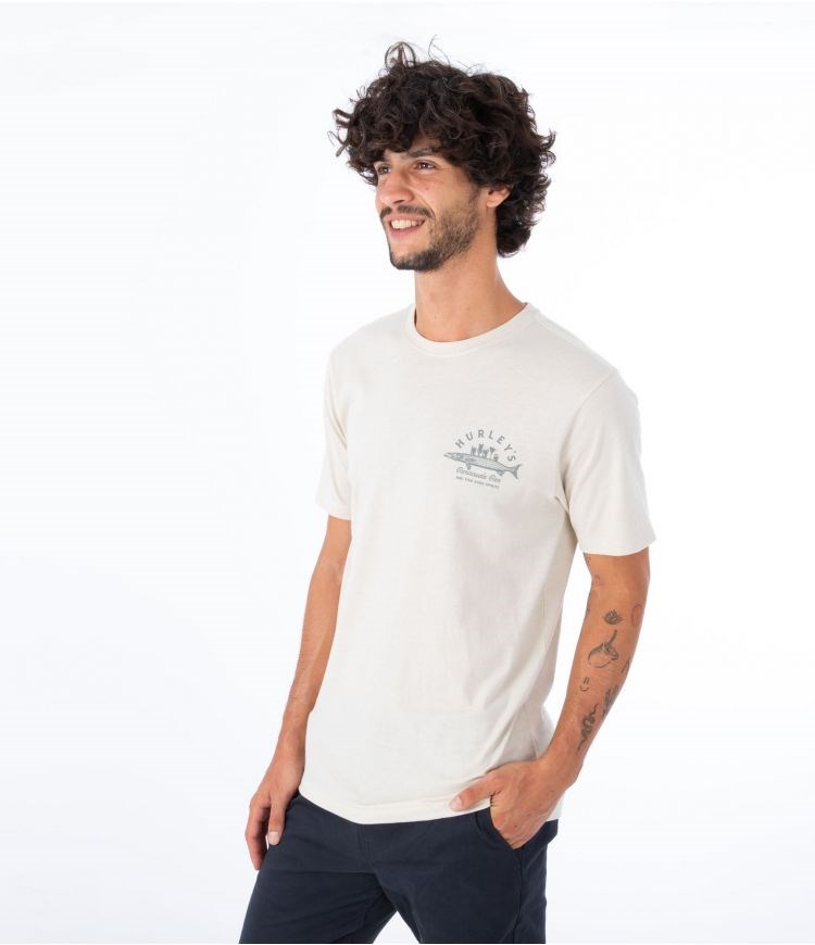 Hurley T-shirt Corta Sleeve Everyday Baracuda Bar Bone | TBQENR-058