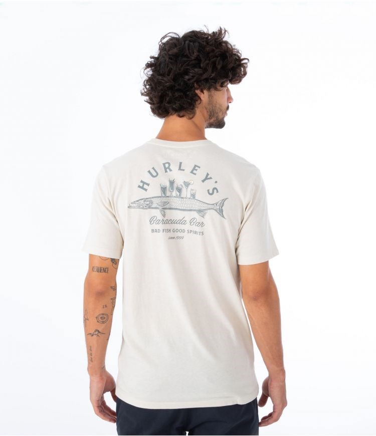 Hurley T-shirt Corta Sleeve Everyday Baracuda Bar Bone | TBQENR-058