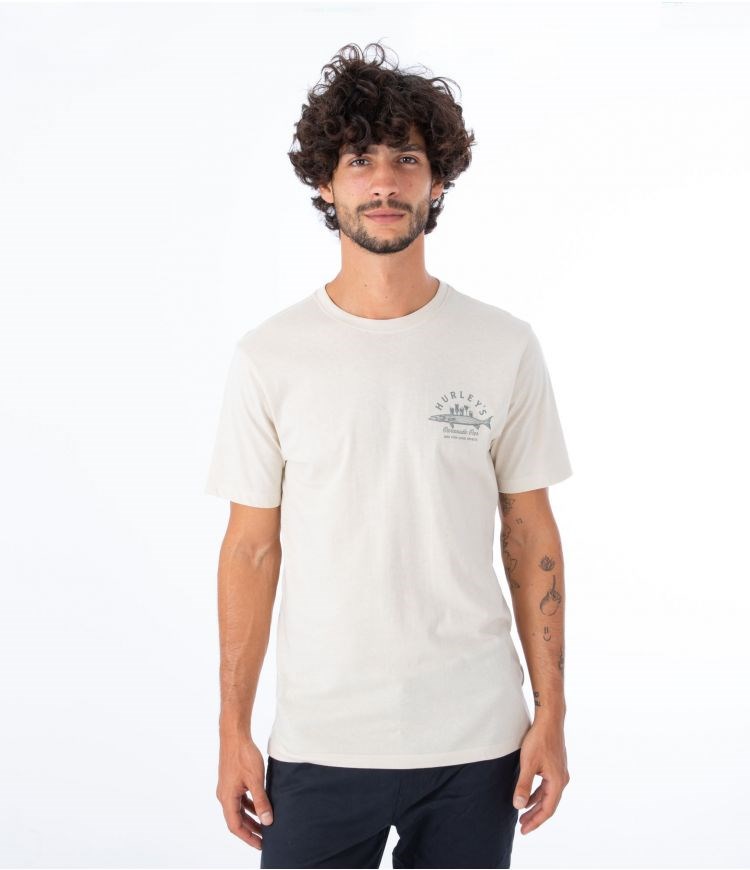 Hurley T-shirt Corta Sleeve Everyday Baracuda Bar Bone | TBQENR-058