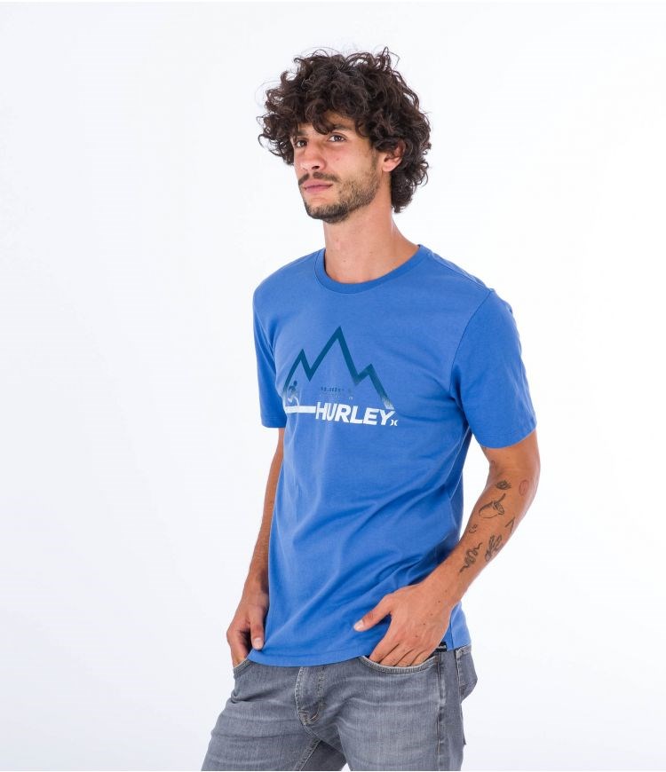 Hurley T-shirt Corta Sleeve Everyday Explore Mountain Man Azules | GZYSAF-356