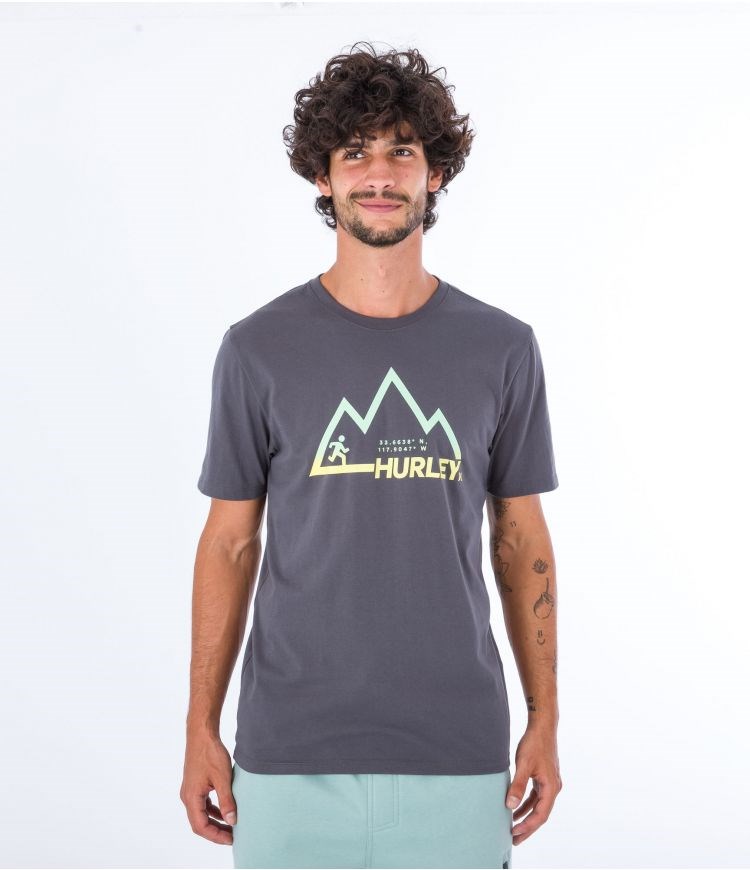 Hurley T-shirt Corta Sleeve Everyday Explore Mountain Man Grises | OTIJLV-813