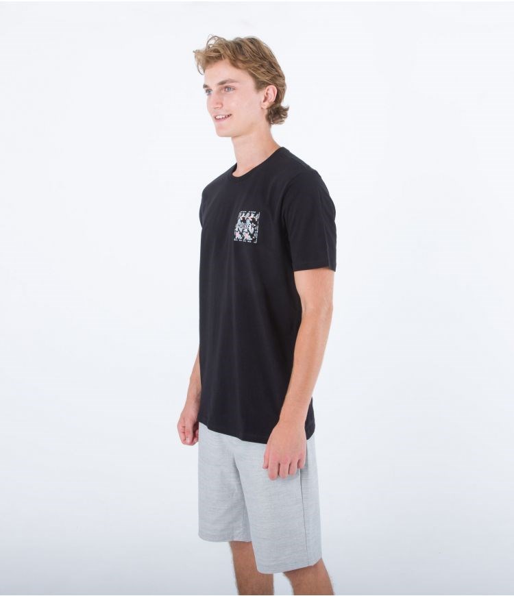 Hurley T-shirt Corta Sleeve Everyday Four Corners Negros | QDIYLU-178