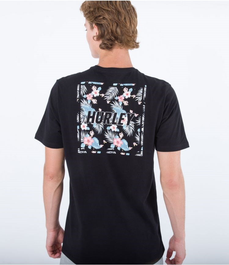 Hurley T-shirt Corta Sleeve Everyday Four Corners Negros | QDIYLU-178