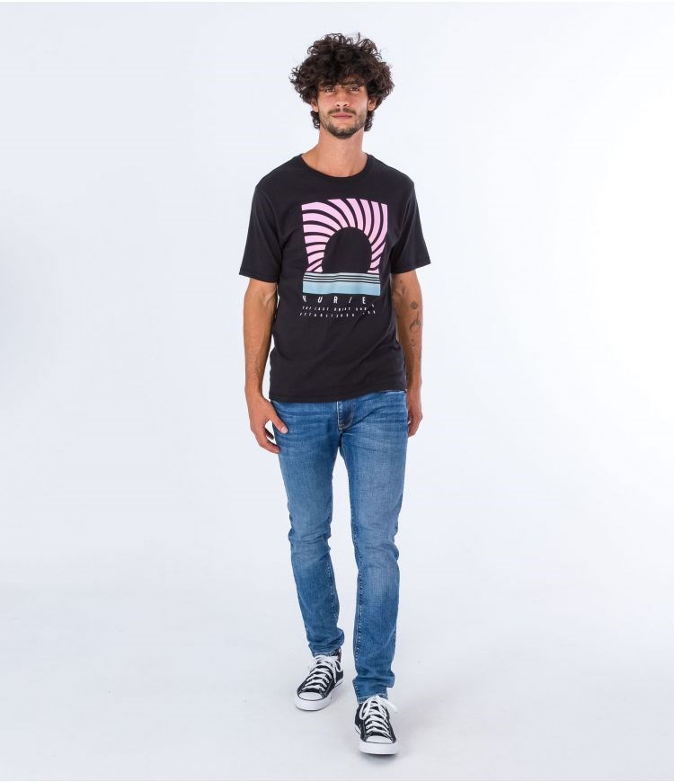 Hurley T-shirt Corta Sleeve Everyday Horizon Negros | QOLARC-620