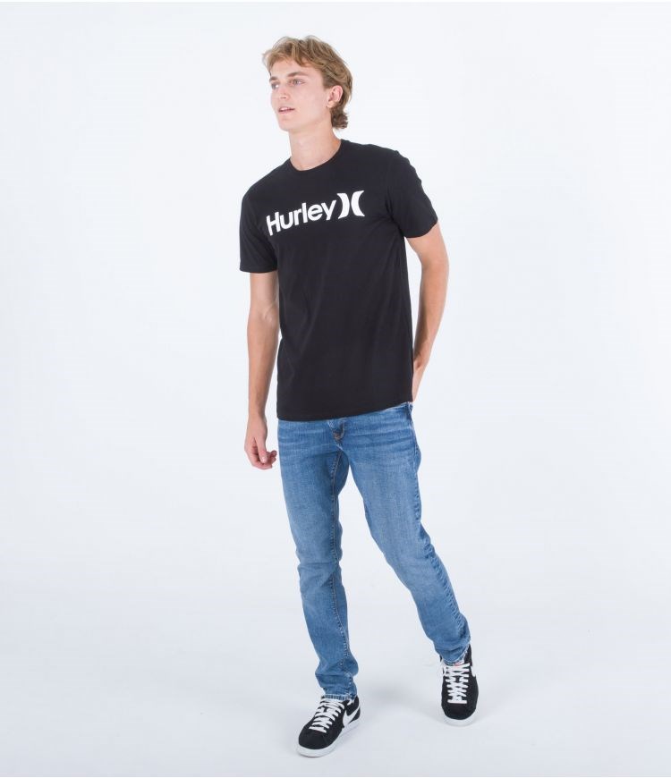 Hurley T-shirt Corta Sleeve Everyday O&o Solid Negros | QVBZGU-026