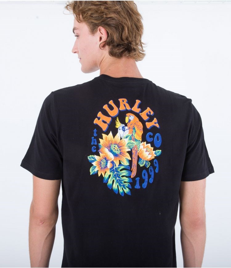 Hurley T-shirt Corta Sleeve Everyday Parrot Party Negros | UJZYCV-137