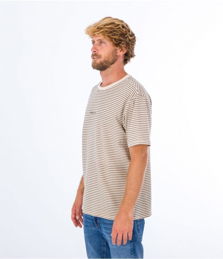 Hurley T-shirt Corta Sleeve H2o Dri Tonal Stripe Taupe Haze | FMUDZS-541