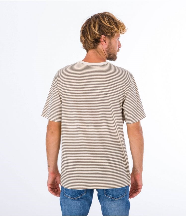 Hurley T-shirt Corta Sleeve H2o Dri Tonal Stripe Taupe Haze | FMUDZS-541
