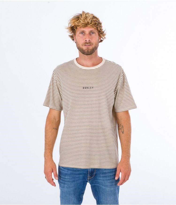 Hurley T-shirt Corta Sleeve H2o Dri Tonal Stripe Taupe Haze | FMUDZS-541