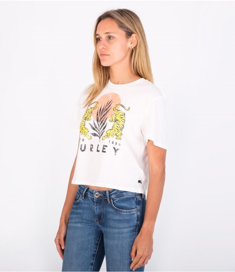 Hurley T-shirt Corta Sleeve Le Tigre Cropped Crew Marshmallow | OAYIGP-738