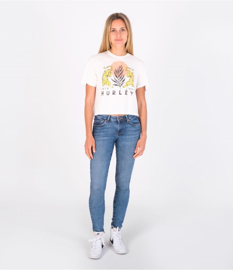 Hurley T-shirt Corta Sleeve Le Tigre Cropped Crew Marshmallow | OAYIGP-738