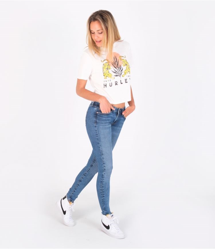 Hurley T-shirt Corta Sleeve Le Tigre Cropped Crew Marshmallow | OAYIGP-738