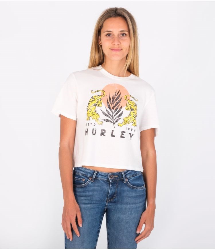 Hurley T-shirt Corta Sleeve Le Tigre Cropped Crew Marshmallow | OAYIGP-738