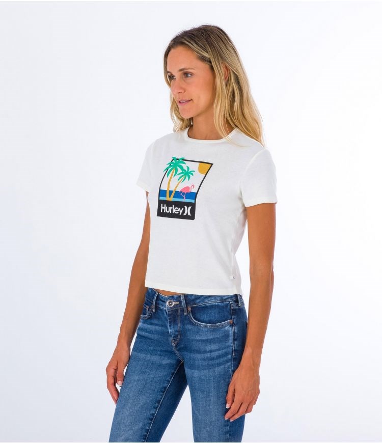Hurley T-shirt Corta Sleeve Mingo Rib Baby Blancos | SAFNUG-125