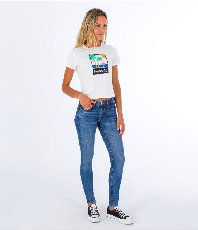Hurley T-shirt Corta Sleeve Mingo Rib Baby Blancos | SAFNUG-125