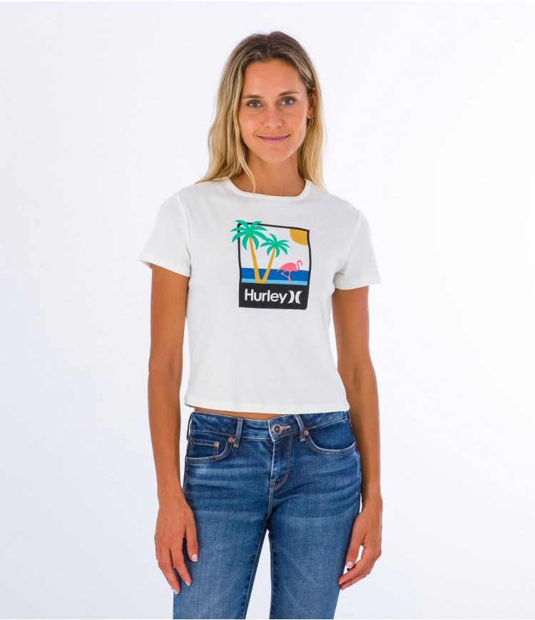 Hurley T-shirt Corta Sleeve Mingo Rib Baby Blancos | SAFNUG-125