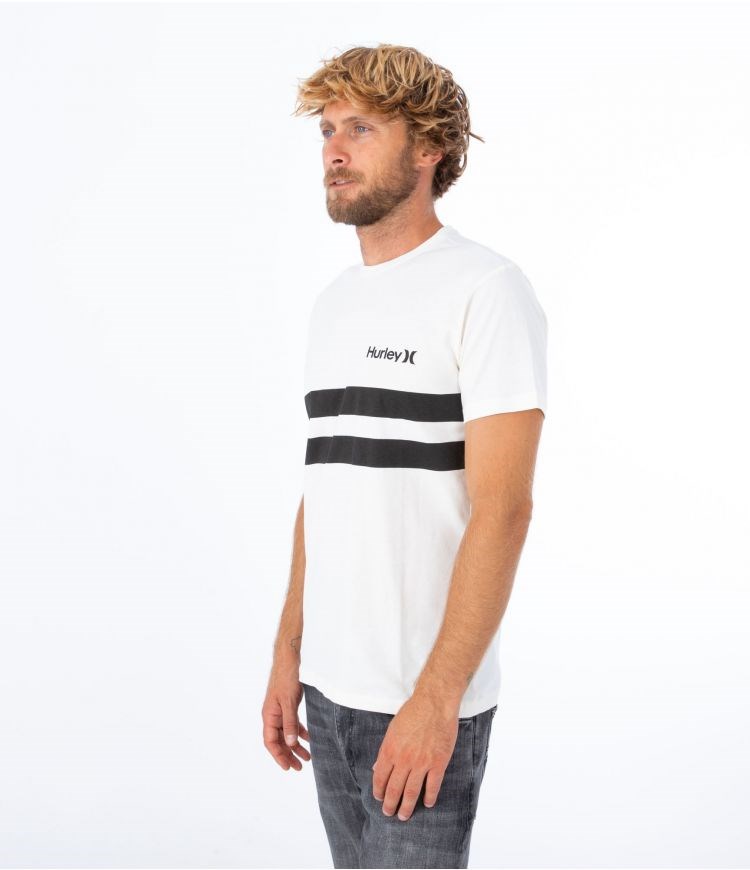 Hurley T-shirt Corta Sleeve Oceancare Block Party Marshmallow | UOLCXG-106