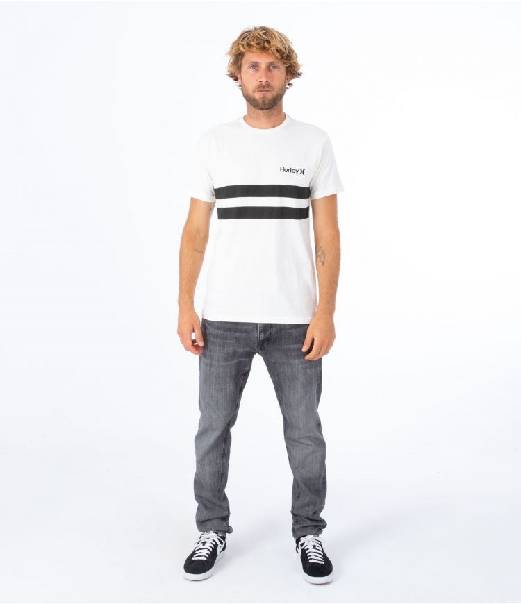 Hurley T-shirt Corta Sleeve Oceancare Block Party Marshmallow | UOLCXG-106