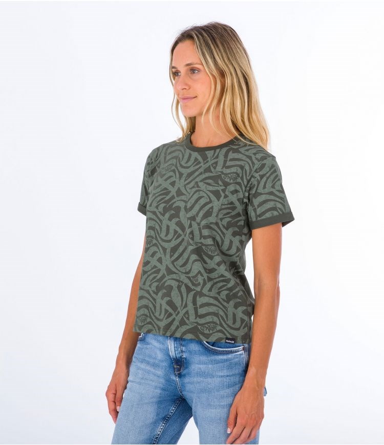 Hurley T-shirt Corta Sleeve Ocencare Full Print Verde Oliva | ICQTZP-541