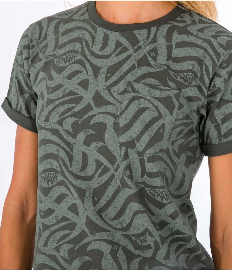 Hurley T-shirt Corta Sleeve Ocencare Full Print Verde Oliva | ICQTZP-541