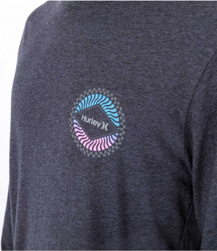 Hurley T-shirt Long Sleeve Everyday Circular Negros | NZBJRU-318