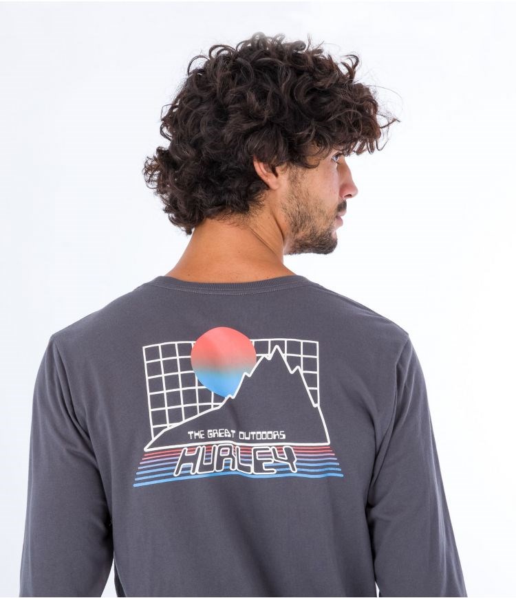 Hurley T-shirt Long Sleeve Everyday Explore The Great Outdoors Grises | BJYOPK-426