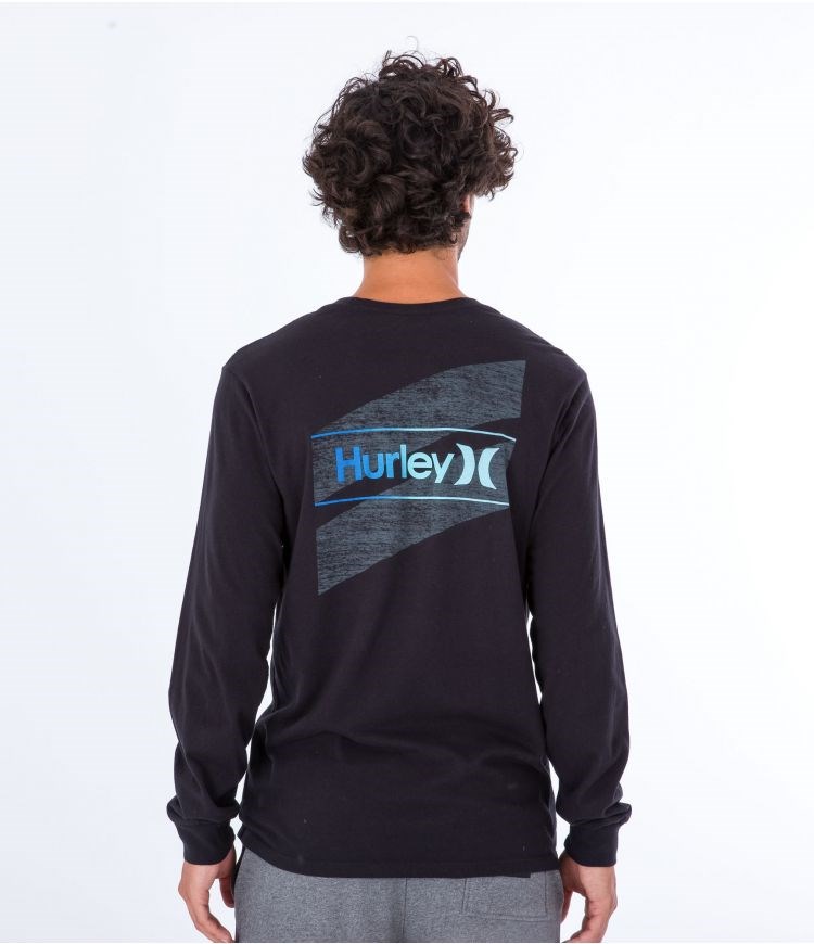 Hurley T-shirt Long Sleeve Everyday O&o Slashed Negros | CLDZHF-925