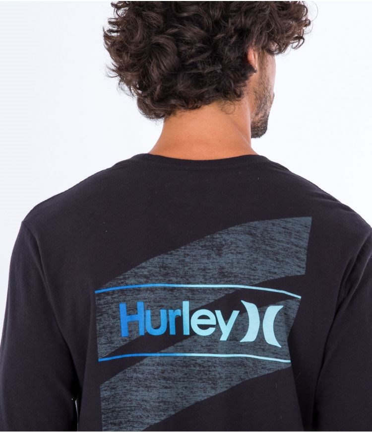 Hurley T-shirt Long Sleeve Everyday O&o Slashed Negros | CLDZHF-925