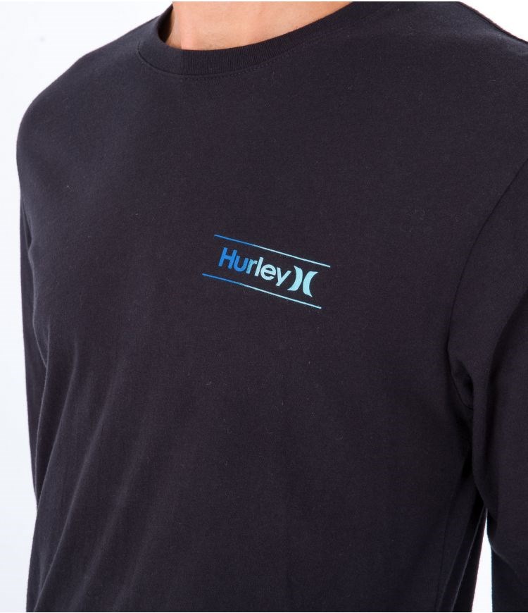 Hurley T-shirt Long Sleeve Everyday O&o Slashed Negros | CLDZHF-925