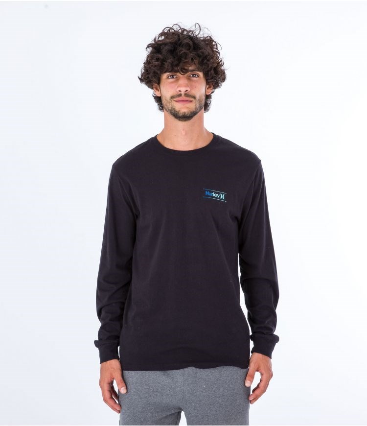 Hurley T-shirt Long Sleeve Everyday O&o Slashed Negros | CLDZHF-925