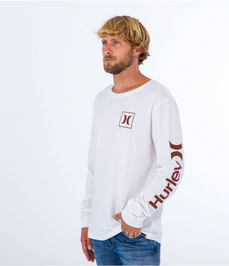 Hurley T-shirt Long Sleeve Everyday O&o Icon Blancos | QZDAMP-876