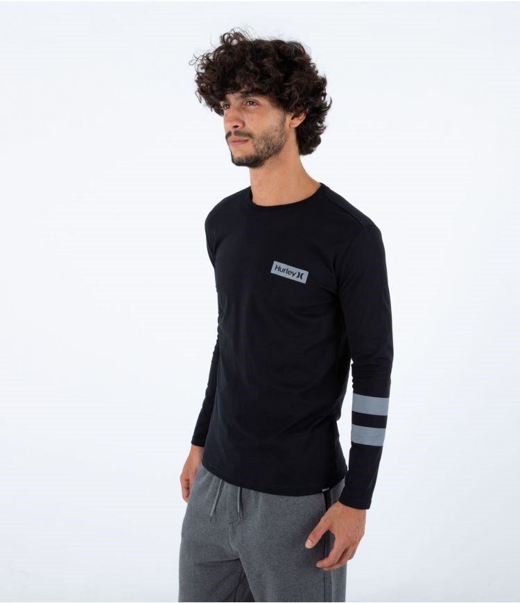 Hurley T-shirt Long Sleeve Oceancare Block Party Negros | DVRECN-386