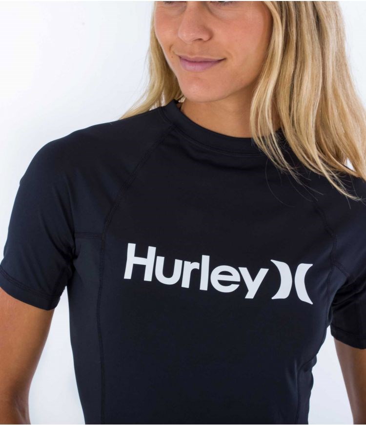 Hurley T-shirt Lycra Corta Sleeve One & Only Negros | ZDJMBK-784