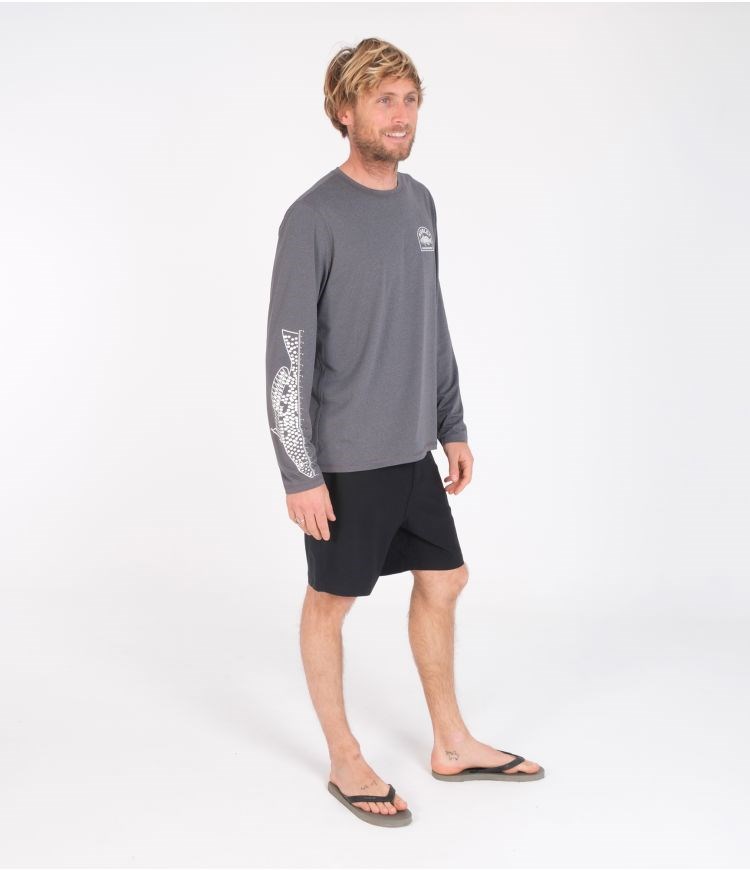 Hurley T-shirt Lycra Long Sleeve Bay Bass Híbrido Upf Negros | MIVQOT-912
