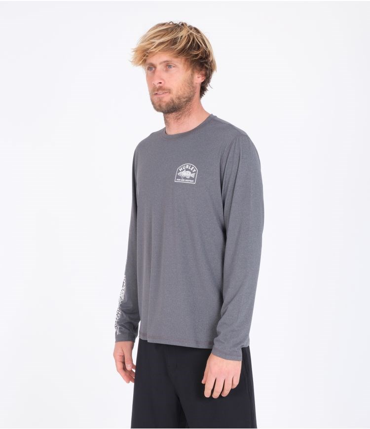 Hurley T-shirt Lycra Long Sleeve Bay Bass Híbrido Upf Negros | MIVQOT-912