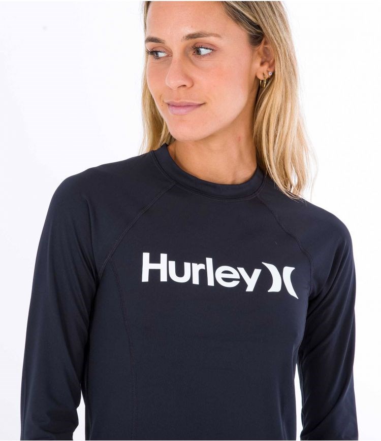 Hurley T-shirt Lycra Long Sleeve O&o Solid Mock Neck Negros | ZRVWSO-231