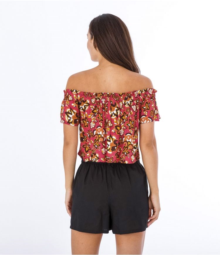 Hurley Top Fluid Off Shoulder Retro Floral | PXFVBQ-549