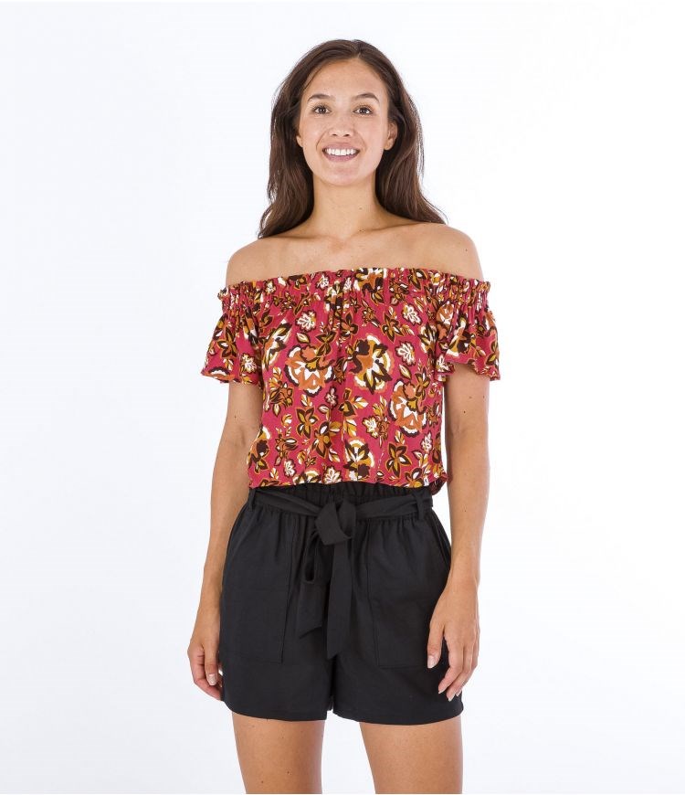 Hurley Top Fluid Off Shoulder Retro Floral | PXFVBQ-549