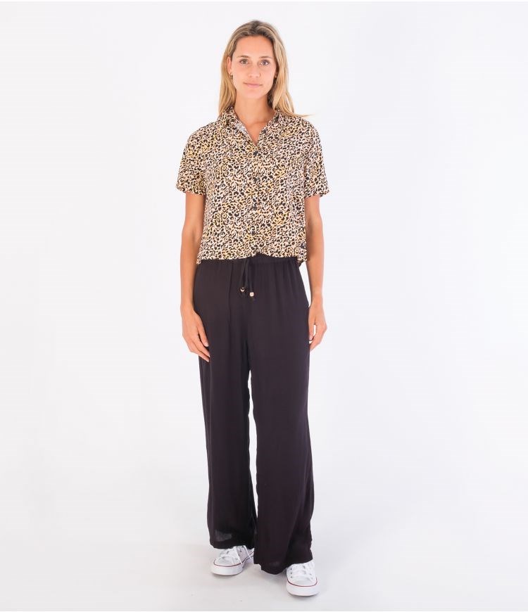 Hurley Trousers Fabric Alisa Anchos Leg Negros | ARLBUS-760