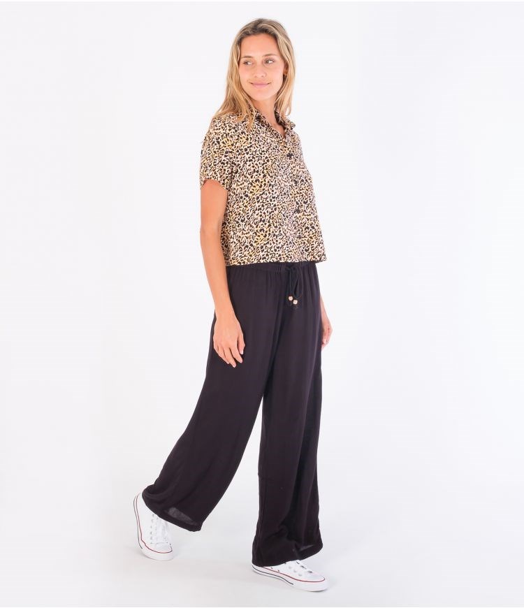 Hurley Trousers Fabric Alisa Anchos Leg Negros | ARLBUS-760